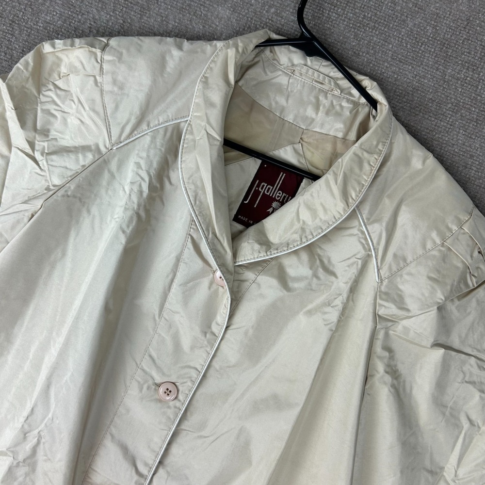 J.Gallery Windbreaker Jacket Womens 14/15 Beige Nylon Classic Fit Button Front